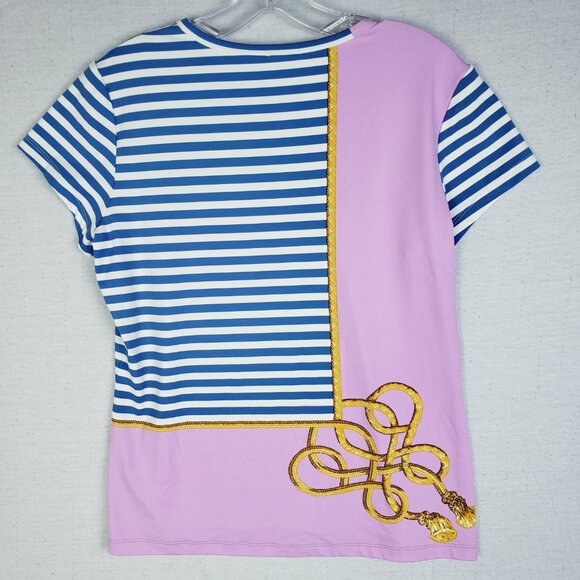 J. McLaughlin Top Catalina Cloth Striped Colorblock Blouse Tee Shirt size L - Picture 5 of 10